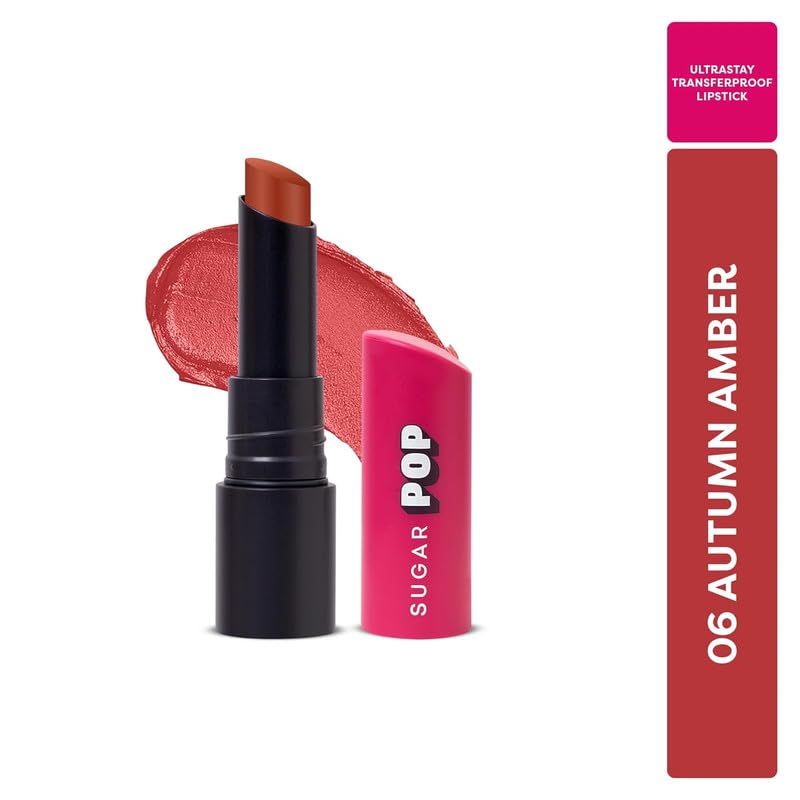 Image of SUGAR POP Ultrastay Transferproof Lipstick 06 Autumn Amber - 4 gms - Enriched with Vitamin E | Smooth Glide | Waterproof | Longlasting|Moisturizing lipstick