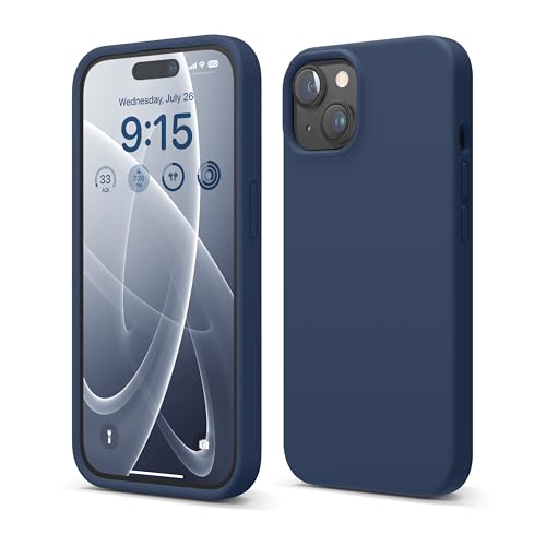 elago Compatible with iPhone 15 Case, Liquid Silicone Case, Full Body Protective Cover, Shockproof, Slim Design, Anti-Scratch Soft Microfiber Lining, 6.1 inch (Jean Indigo)