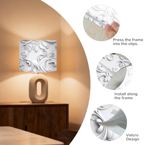 Image of Nuxovilar Lamp Shades Set of 2, 13 inch Top x 13 inch Bottom x 10 inch High (Spider) | Floor lamp shades floral relief pattern living room dining formal space covers light (Relief)