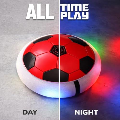 Image of Hover Football for Kids | Rechargeable LED Air Power Soccer Disc | Indoor Floating Football Toy with Soft Foam Bumper