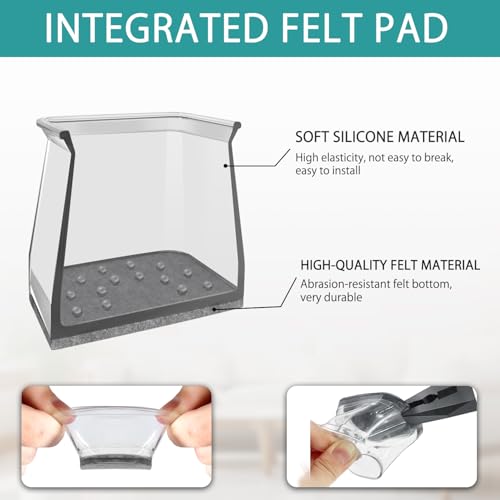 Image of Ansible 24 Pcs Chair Leg Floor Protectors Square | Silicone Felt Furniture Leg Covers for Hardwood Floors, Reduce Noise, Glide Smoothly (Square M Fit:3 /4 inch to 1 inch(19-25mm)