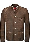 Stehkragen Spieth & Wensky Herren Trachten Lederjacke braun \'Niklas\', BRAUN, 50