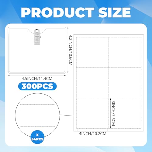Image of Eaasty 300 Pack Name Tags with Clips and Printable Inserts Clip On Name Badges Customizable Clear ID Badge Holder with Clips 3 inch x 4 inch Horizontal PVC for Meeting Seminar Show Event and Conference