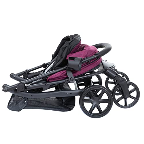 SAYOYO Buggy Leicht und Bequem, ab Geburt bis 36 Monate bis 22kg, Faltbarer Kinderwagen, mit Gliederbremse, Verlängertes Verdeck mit Reißverschluss, Einkaufskorb, Violett