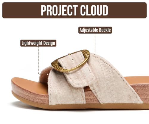 Image of Project Cloud Girls Sandals - Adjustable Buckle Girls Slides with Plush and Soft Insole Kids Sandals - Non-Slip and Lightweight Slides for Kids