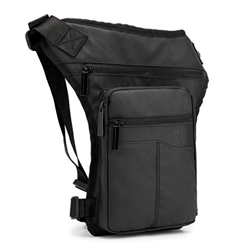 Xieben Nylon Táctica Bolsa De Pierna para Hombre Mujere Motocicleta Crossbody Hombro Bolso de Cintura Riñonera Fanny Pack Paquete Montar Viajes Senderismo Ciclismo Negro