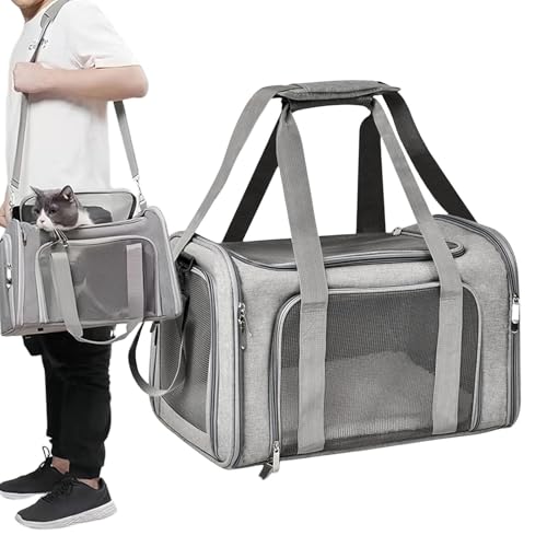 Bolso de Transporte para Gatos - Malla Transpirable Ajustable Cómoda Plegable,De Hombro De Seguridad para Viajes con Gatos,Camping Caminatas Vacaciones Fiestas y Viajes por Carretera
