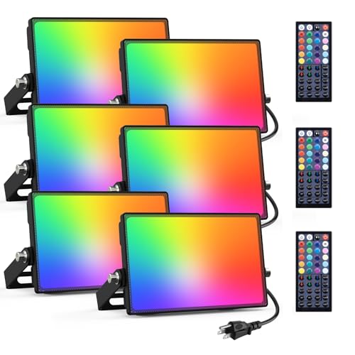 Onforu 6 Pack RGB LED Flood Light Outdoor, 30W DIY...