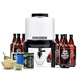 BrewDemon Premium Beer Making Kit w/Bottles – NO AIRLOCK OR SIPHON REQUIRED – Conical Fermenter Eliminates Sediment and Makes Great Tasting Beer at Home - Includes our 2 Gal. American Ale Recipe