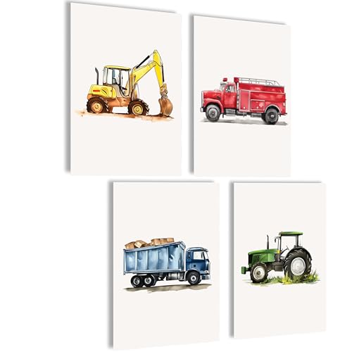 mojoliving Imágenes para habitación infantil, juego de pósteres para habitación de bebé, imágenes decorativas para habitación de bebé, decoración para habitación de bebé, vehículos de motor