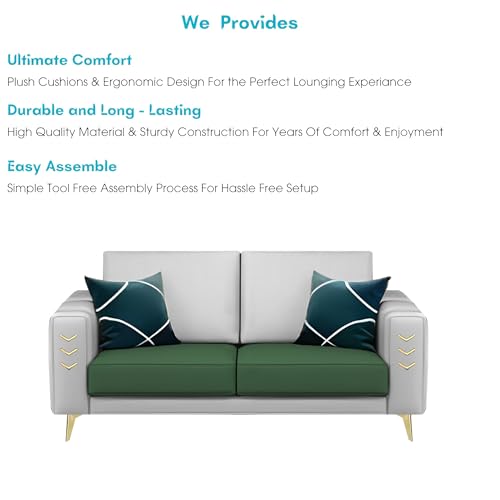 Image of Casaliving Falco 2 Seater Sofa Set for Living Room (Green Grey Fabric) Premium Fabric Sofa