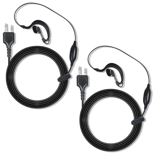 Zovfam 2-Pack Walkie Talkie Earpiece with Mic 2-Pin G-Type Single Wire Headset PTT Compatible with Midland GXT1000VP4 LXT500VP3 GXT1050VP4 Ear-Clip Two-Way Radio Accessory for Security Hunting