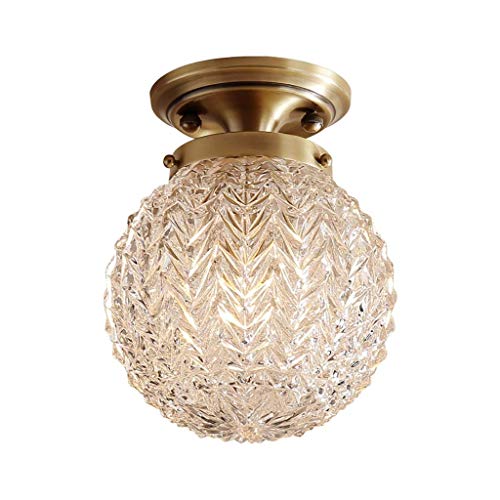 Plafonnier rétro cuivre style américain en verre ciselé - 2