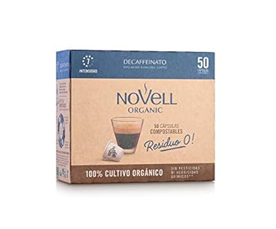 NOVELL - Café Descaffeinato Residuo 0 50 Unidades | Compatibles Nespresso | Cápsulas Café Descafeinado Sabor Intenso y Aromático | Compromiso Ecológico con Cápsulas 100% Compostables | Ya disponible en tu tienda friki favorita! En mundofriki.es!