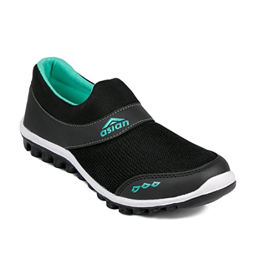 Image of Asian shoes RIYA-04 Black Firozi Canvas Women Shoes 6 UK /Indian