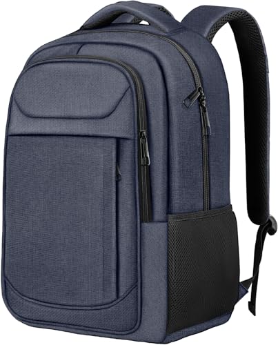 Image of 15.6 inch Travel Laptop Backpack for Men Women, Blue | Laptop Compartment, Adjustable Strap, Mesh Side & Anti-Theft Pocket, Luggage Strap, 30L Storage for Work Travel College