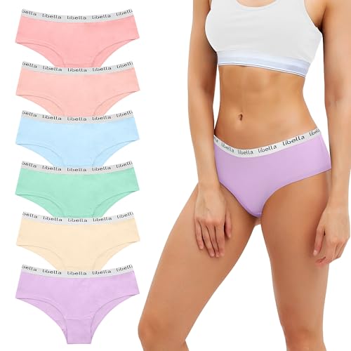 Uizuooy Femme Culottes et Slips Culotte Femme Coton Doux Sport Elasticité sous-Vêtements Féminins Culotte à mi-Hauteur Multipack Lot de 6 UN7-S-6