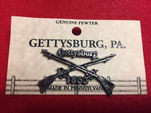 Large Gettysburg Crossed Rifles 1863 Civil WAR Pewter Lapel PIN HAT TAC New