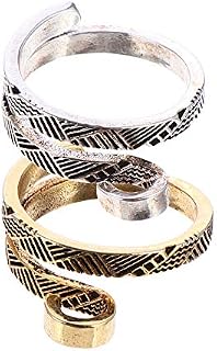 WINOMO 2pcs Knitting Crochet Loops Ring Knitting Thimble Ring Adjustable Braided Finger Rings for Knitting Yarn Guide Tool