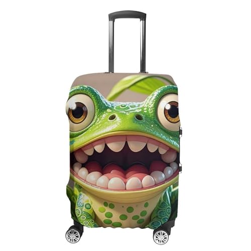 Frog with Mouth Open Cartoon Printed Luggage Cover Protector, Fits 18-32 Inch Luggage