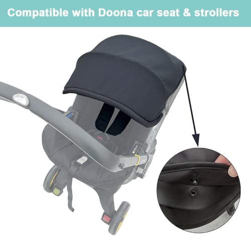 Image of Stroller Accessories Replacement Canopy Compatible with Doona+ and Doona i Car Seats & Strollers, Larger Sunshade, Durable Fabric (Black)