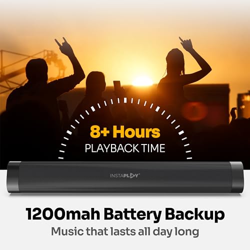 Image of INSTAPLAY STAGE300 Soundbar Speaker (Black) | Bluetooth Speakers | 10W Output /BT5.0 /USB /TF Card | C Type Fast Charging | Upto 8 Hours Playback | Powerful Bass Soundbar | Sound Bar for TV & Computer