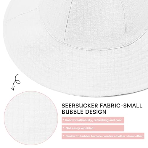 Zando Seersucker Baby Sun Hat Toddler UPF 50+ Adjustable Bucket Hats for Boys Girls Beach Hat Breathable Summer Cap Wide Brim3