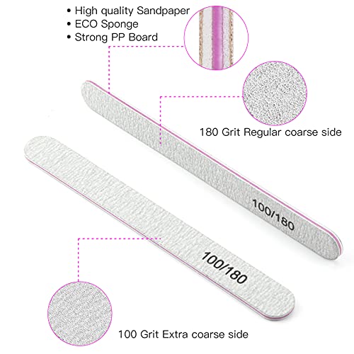 Wirhaut Nagelfeile, 14-in-1-Nagelfehler, Professional Nail File 6-teiliges Set 100/180 und 6 doppelseitiger… – Bild 4