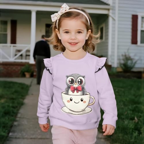 Kids Oversized Sweatshirt Ruffle Sleeves Loose Girl Graphic Long Sleeve Crewneck Sweatshirts Soft Sport Shirt4