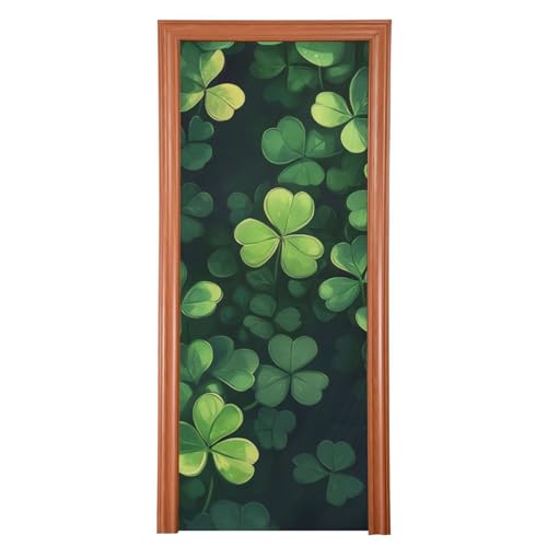 FLildon Bright Clovers St Patrick's Day Door Cover Decoration, Party Accessory Porch Decor for Festive Ornament Room Door Covers 32 x 79 Inch