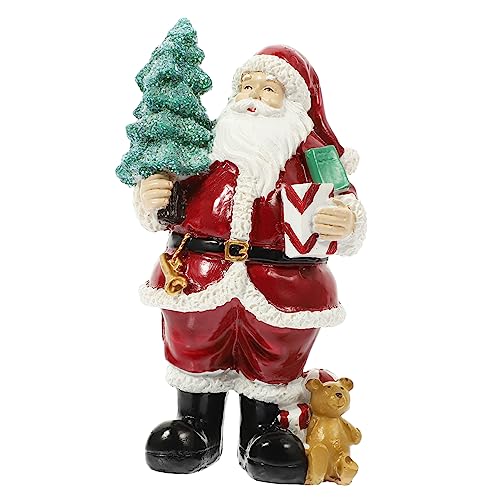 HOMOCONO Adorable Santa Claus Statue Christmas Santa Figurine Resin Craft Large Father Christmas Figure for Xmas Party