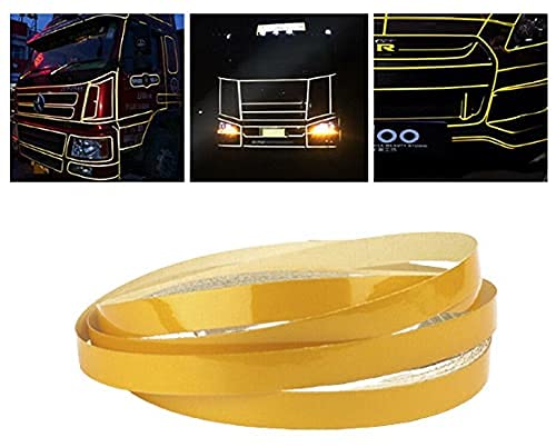 Image of EURO Car Reflective Body Self-Adhesive Glow in the Dark Strip Vinyl Neon Tape | 2 cm X 10 meter (Yellow)