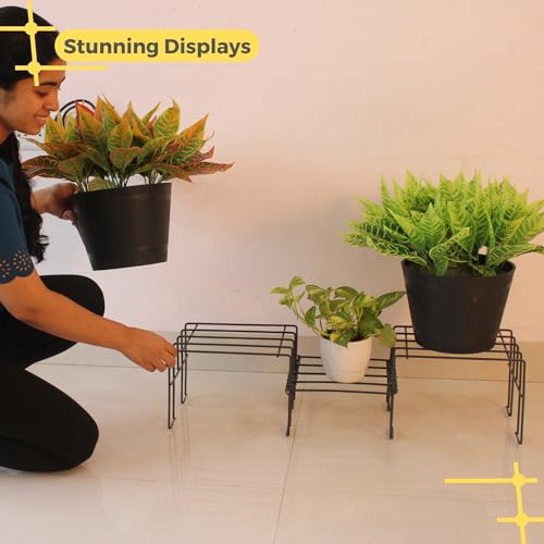Meshable Moso Flower Pot Stand | Elegant and Functional Floor-Mounted Plant Stand | Rust Free Pot Stand for Indoor & Outdoor | DIY Stand for 3 Plants