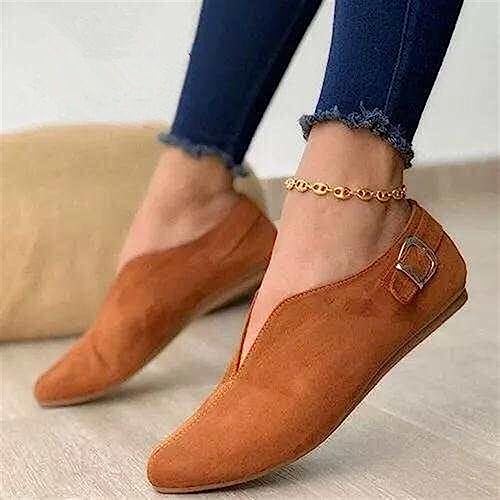 Women's Classic Pointy Toe Penny Loafers Casual Low Heels Suede Flat Slippers Slip On Ladies Driving Soft Loafer Shoes for Work Nurse3