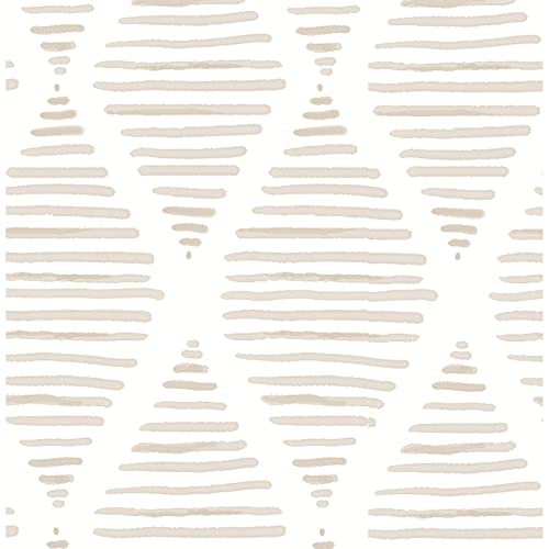 Kyrilali Morden Stripes Tapeten Abziehen und Aufkleben, Beige und Weiß...