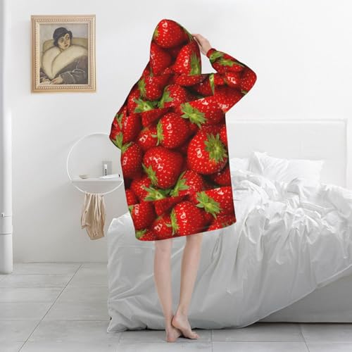 Sweat à capuche couverture flanelle fraise, le cadeau confort idéal