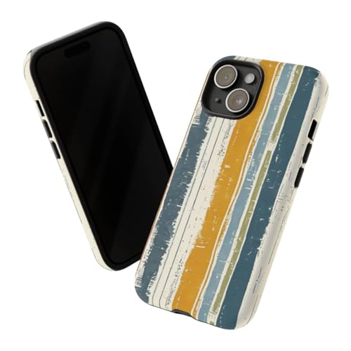 Coque rigide mate iPhone 15 anti-traces motif rayé lin - 2