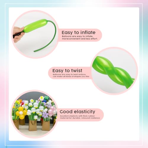 Image of 260 Balloons - Pearl Green Long Balloons for Animal Modeling & Party Decor