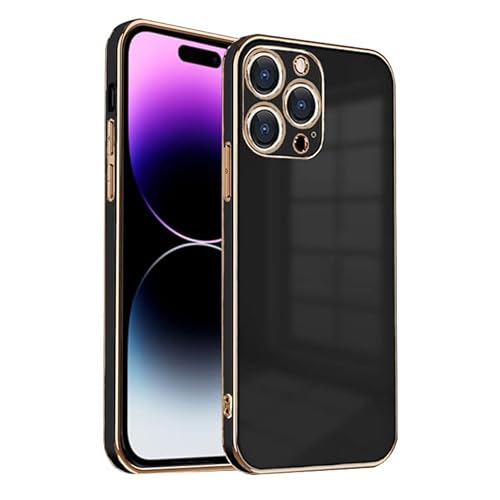 ZNX\ZENIX iPhone14 ProMax ケース iPhone14promax ケース TPU おしゃれ バンパー型 ケース ストラップホール かわいい くすみカラー ゴールド 大人 ZX-milky2 (iPhone14 Pro Max (6.7), ブラック)