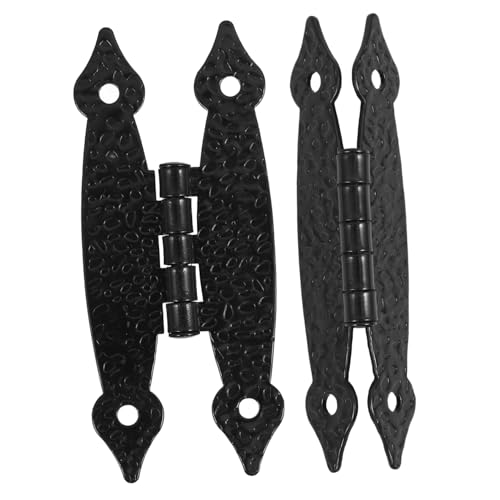 UTHCLO 2 piezas Bisagras Decorativas Vintage Bisagras de Hierro para Puertas de Armario y Cajas de Madera y Elegantes para Muebles y Joyería Acabado Negro Mate