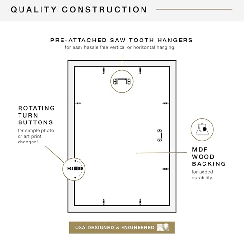 MCS Studio Gallery Classic 13x19 Picture Frame Black Woodgrain, Vertical & Horizontal Wall Hanging Large Picture Frame for Photos, Posters & Art Prints (1-Pack)