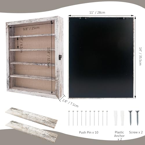 Image of GMFrames 11x14 Wooden Shadow Box Frame with Removable Shelves Deep Display Case for Military Medals Keepsakes White