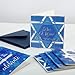 Sinload 12 Pack Blue Bar Mitzvah Cards Bat and Bar Mitzvah Boxed Paper Star of Design Congratulations Jewish Greeting Cards with Envelopes