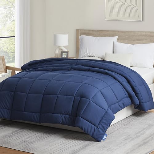 Image of Nestl Quilted Down Alternative Comforter - Queen Size, All Season Navy Duvet Insert with Corner Tabs