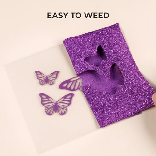 Image of HTVRONT Purple Glitter HTV Heat Transfer Vinyl - 12 inch x 10ft Purple Glitter Iron on Vinyl for Shirts, Glitter HTV Vinyl Rolls for Heat Transfer Design