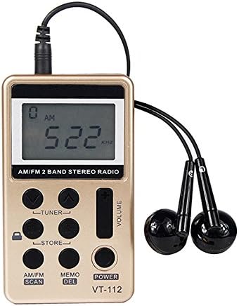 SR-8 AM FM Pocket Radio,Portable Digital Tuning AM/FM Stereo Radio for Walking/Exercise/Running(Gold)