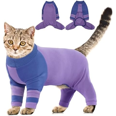 Sticky Hair Cat Clothes,Cat Recovery Suit Cat Pajamas for Cats Only, Sphynx Hairless Cats Sweater, Kitten Hair Sticky Onesie Cat Turtleneck, Anti-Licking or Skin Disease Recovery Suit for Cats Cover