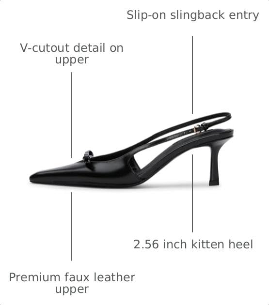 Image of Mattiventon Kitten Heels with Bow Closed Toe Slingback Heels
