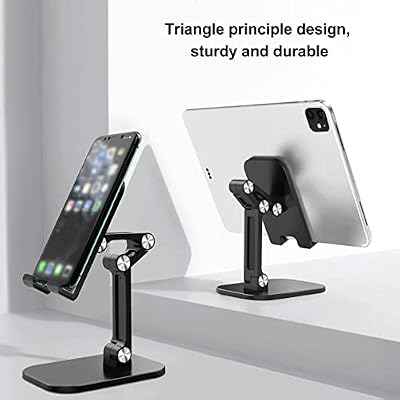 Mobile Phone Stand, Cell Phone Holder, Adjustable Angle Height, Foldable Cell Phone Rack with Non Slip Base for Desktop and Tablet