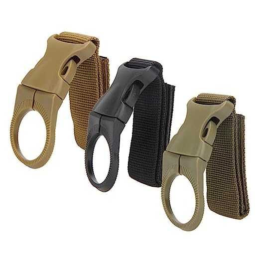 KQNM 3 Piezas, Porta Botellas De Agua，Botella De Agua Hebilla Clip，Correa Colgante Al Aire Libre Hebilla De Nylon para Mochila Al Aire Libre Camping Senderismo(Negro, Caqui, Verde)